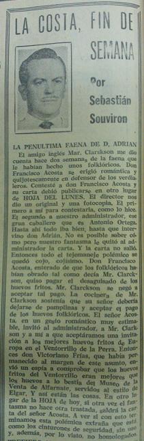 13. Artículo 28 enero 1974 - Sebastián Souvirón explica la pédida de la carta de Francisco Acosta